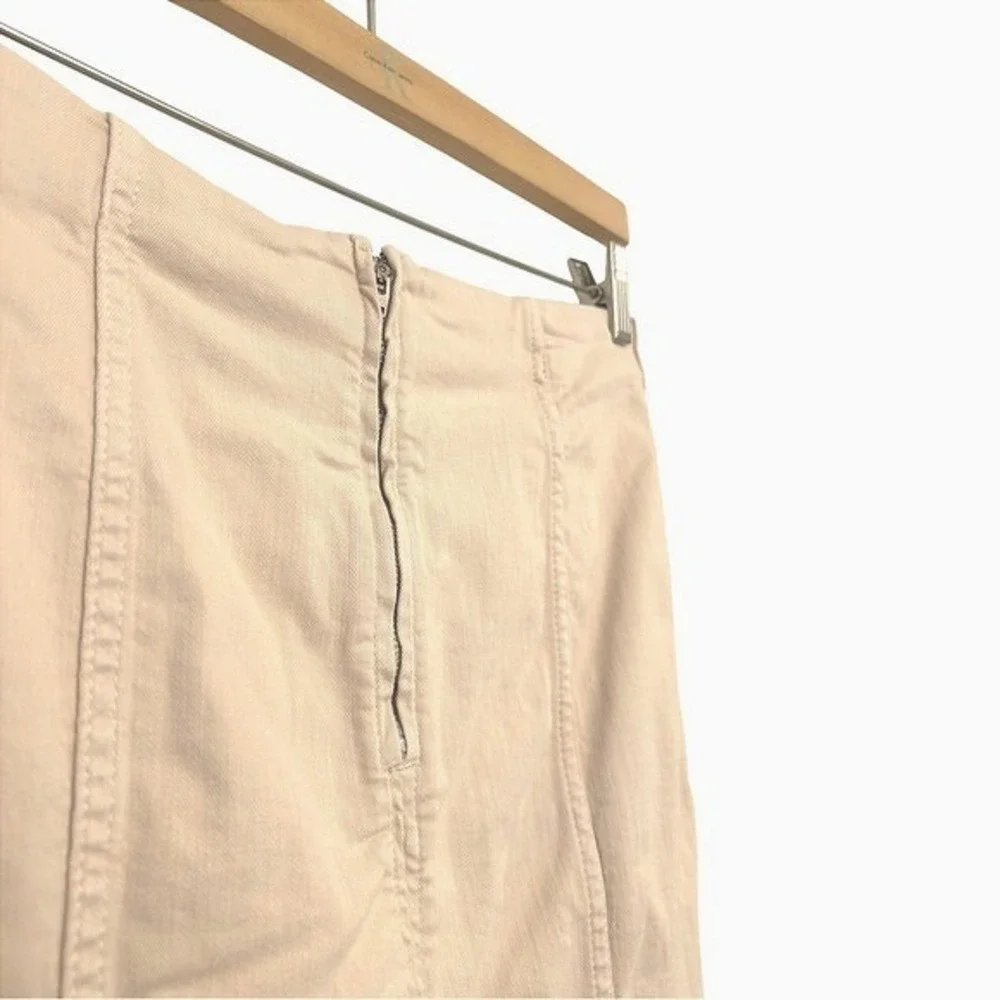 Free People Modern Femme Denim Mini‎ Skirt 8 Stone High-Waisted Bodycon Neutral